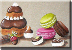 aimant macarons, religieuse et chocolat