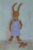 tableau-enfant-lapin-robe-bleue